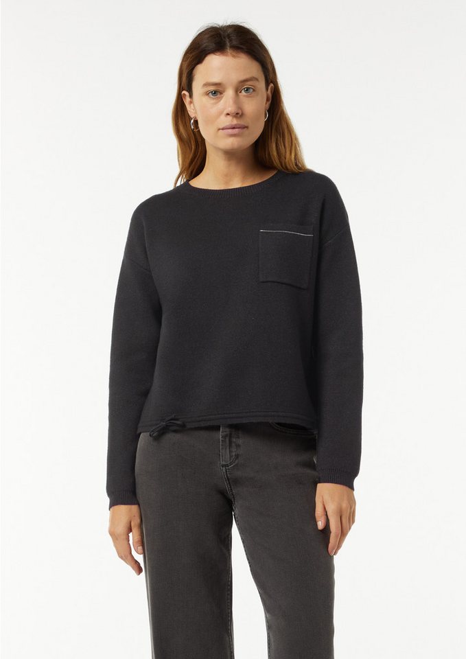 comma Longpullover Strickpullover Strickpullover mit Schmuckdetail und Glitzergarn von comma