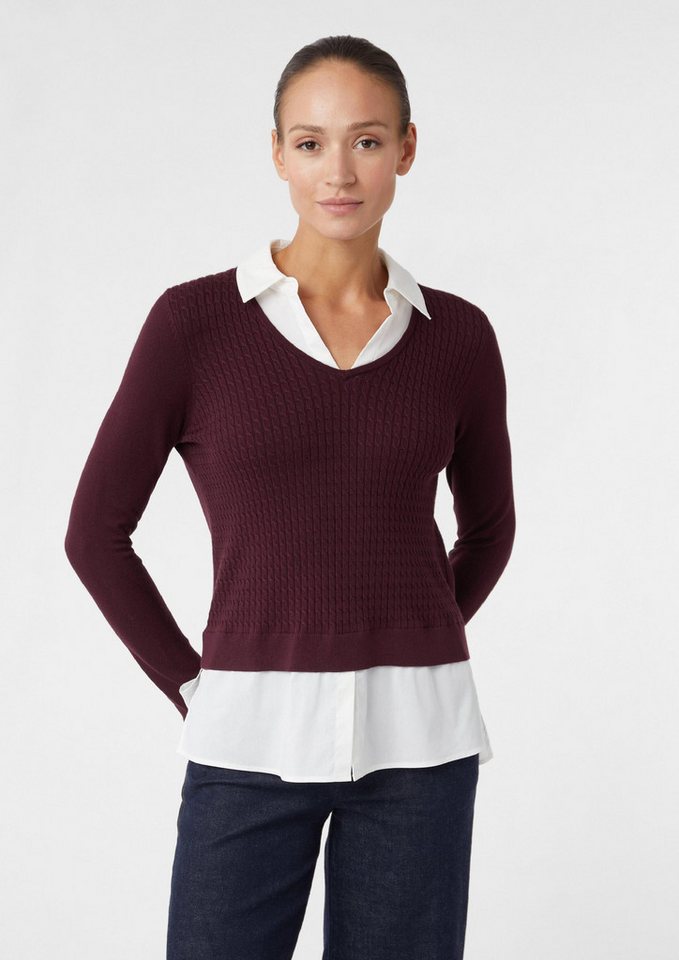 comma Longpullover Strickpullover 2-in1-Pullover in Layering-Optik von comma