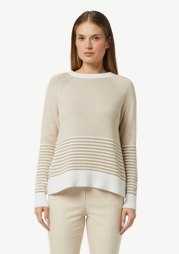 comma Longpullover Strickpullover Baumwollpullover mit Streifen (1-tlg) von comma