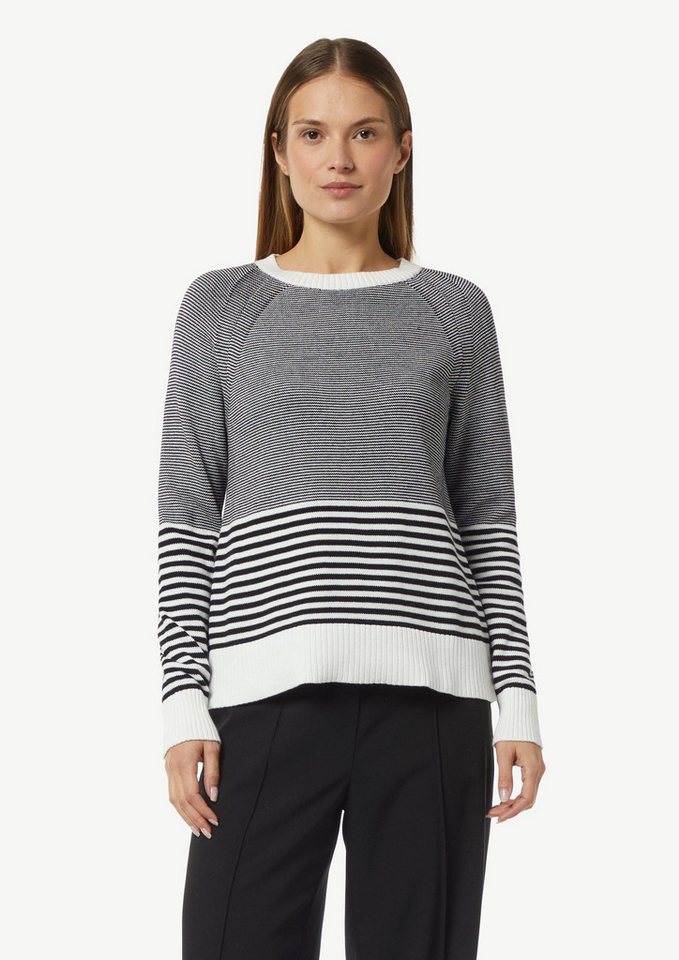 comma Longpullover Strickpullover Baumwollpullover mit Streifen (1-tlg) von comma
