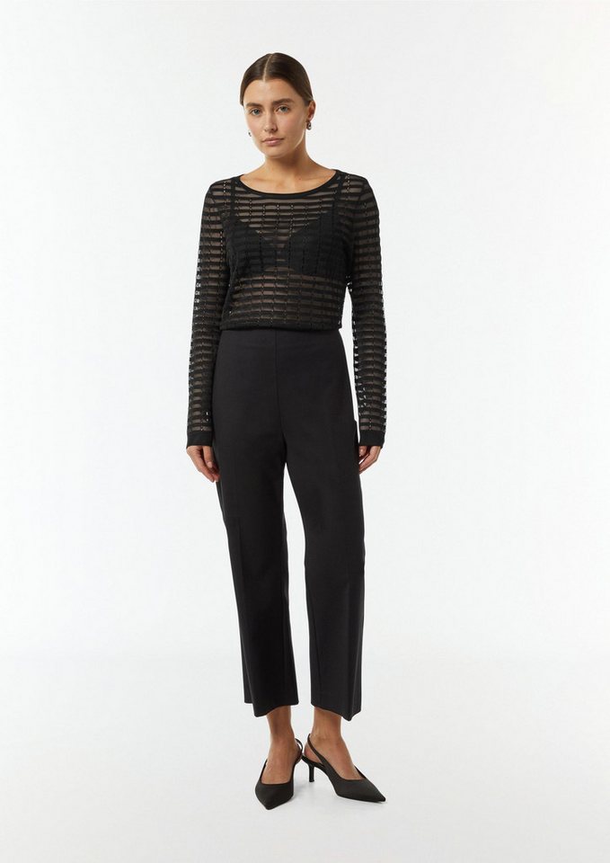 comma Longpullover Strickpullover Feiner Strickpullover mit Transparenz-Effekt von comma