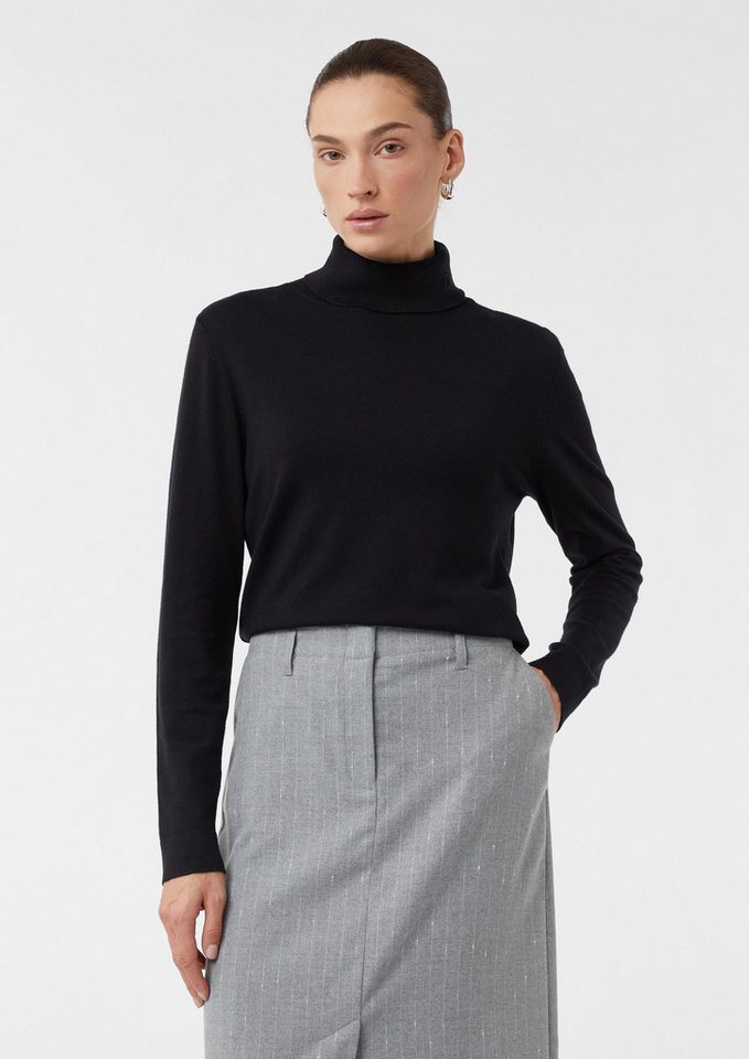 comma Longpullover Strickpullover Feinstrick-Pullover mit Rollkragen von comma