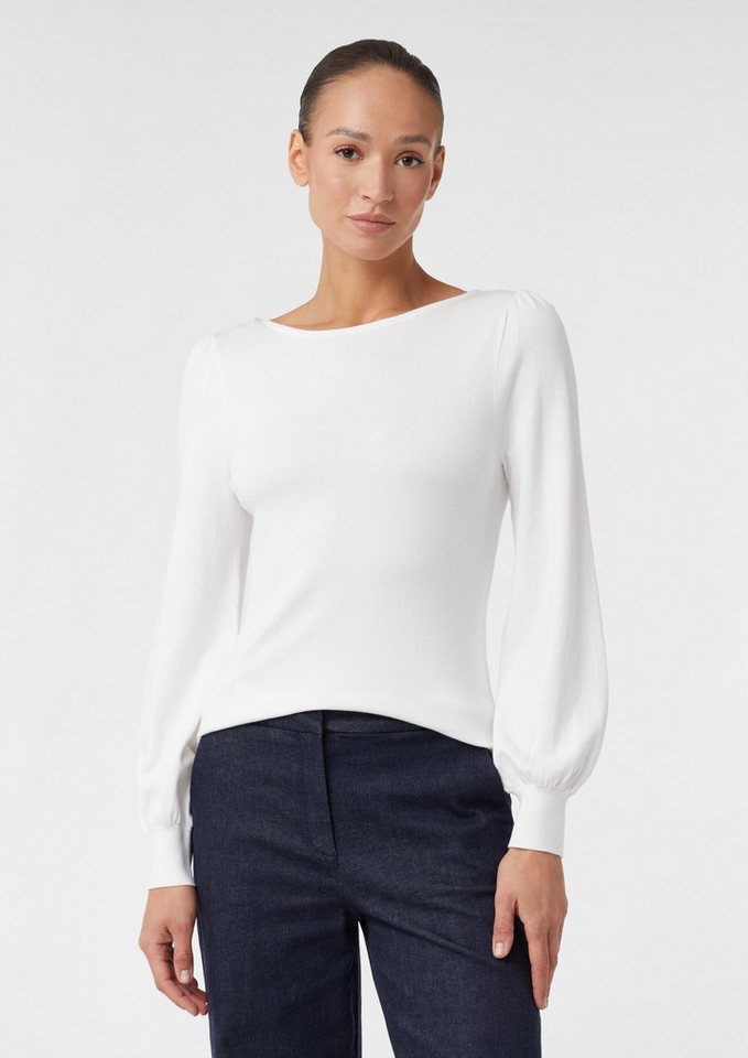 comma Longpullover Strickpullover Feinstrickpullover mit leichten Ballonärmeln von comma