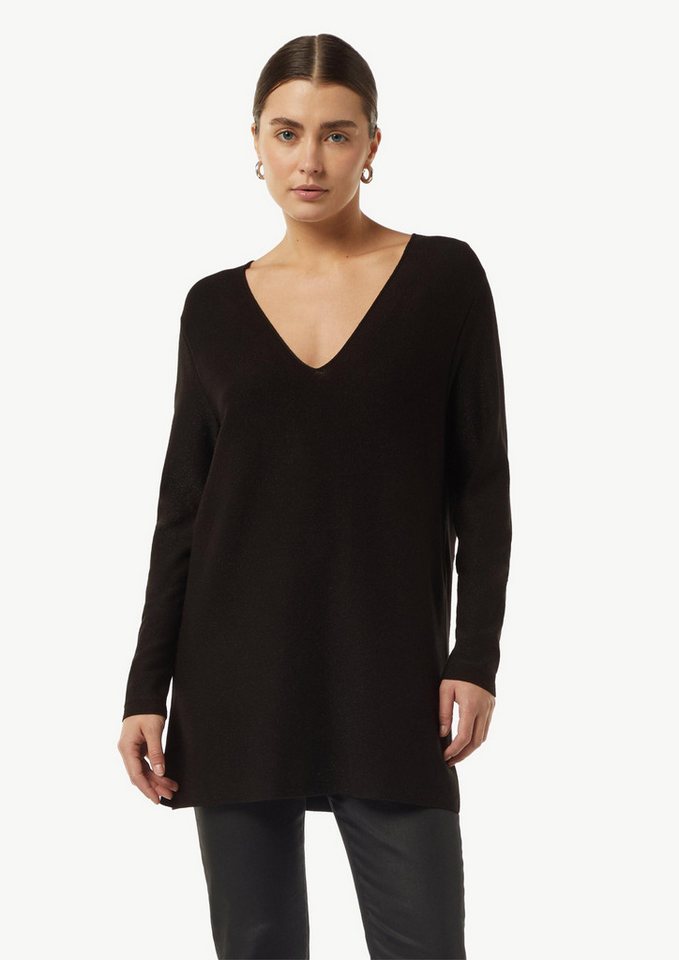 comma Longpullover Strickpullover Feinstrickpullover mit seitlich geschlitztem Saum von comma