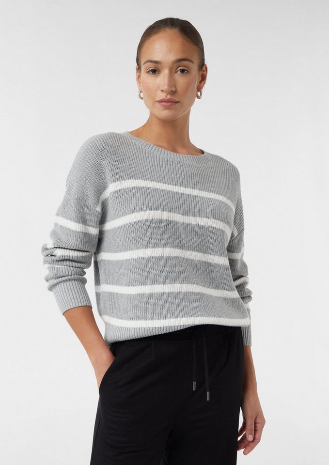 comma Longpullover Strickpullover Gestreifter Strickpullover im Relaxed Fit von comma