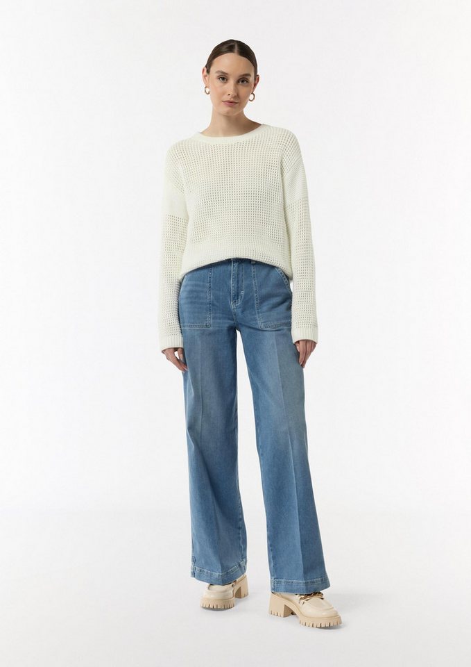 comma Longpullover Strickpullover Pullover aus Lochstrick von comma