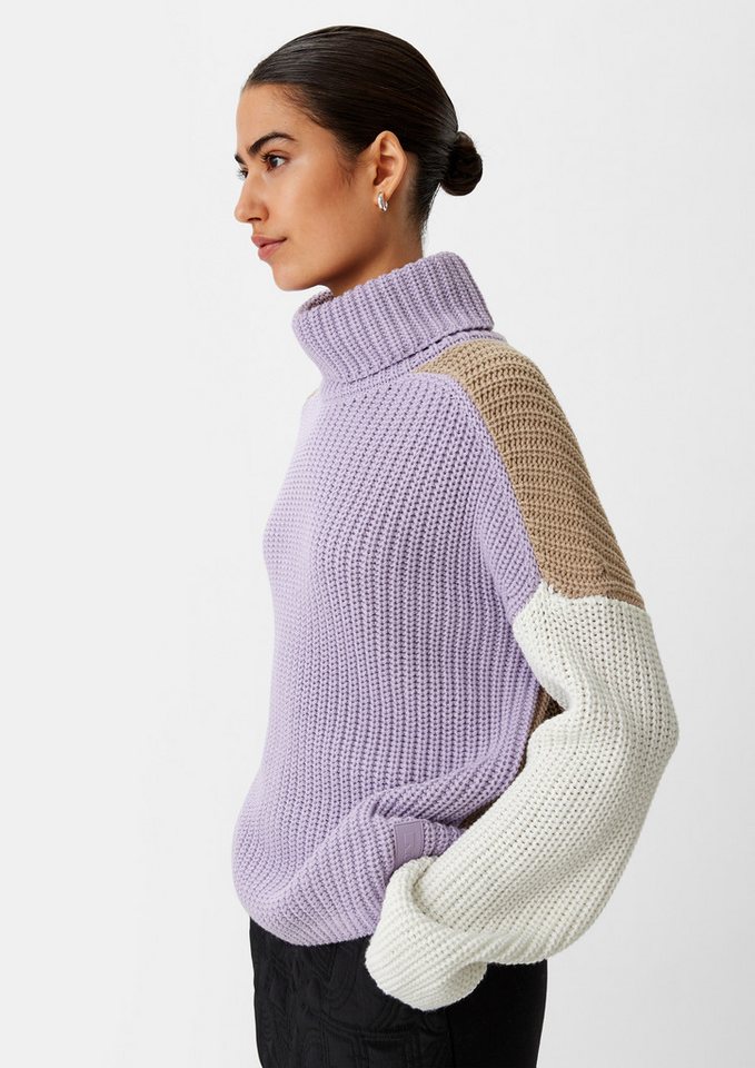 comma Longpullover Strickpullover Rippstrickpullover mit Label-Patch von comma