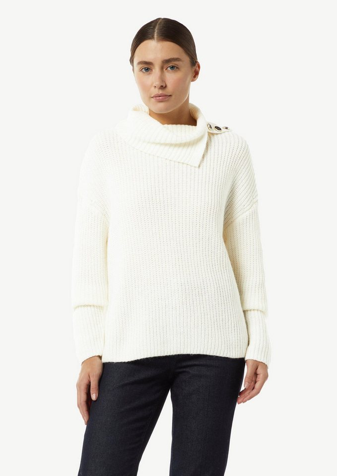 comma Longpullover Strickpullover Rollkragenpullover mit Zierknöpfen (1-tlg) von comma