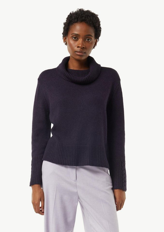 comma Longpullover Strickpullover Rollkragenpullover mit Zopfdetail (1-tlg) von comma