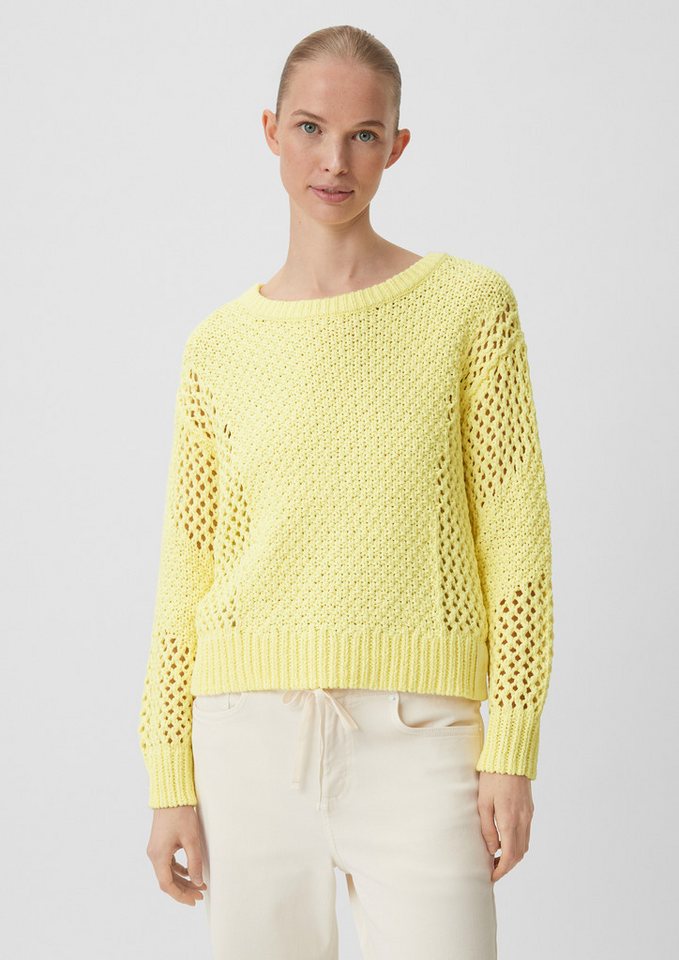 comma Longpullover Strickpullover Strickpullover mit Label-Patch (1-tlg) von comma
