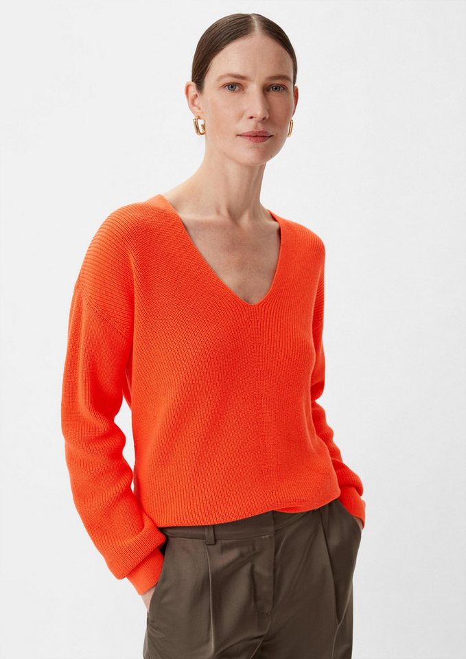 comma Longpullover Strickpullover Strickpullover mit Muster-Detail (1-tlg) von comma