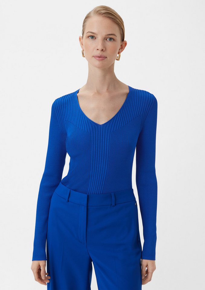 comma Longpullover Strickpullover Strickpullover mit Rippstruktur von comma