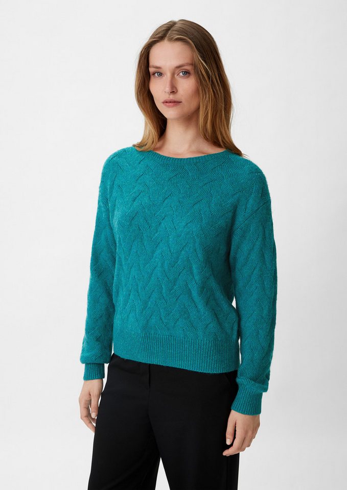 comma Longpullover Strickpullover Strickpullover mit Zopfmuster von comma