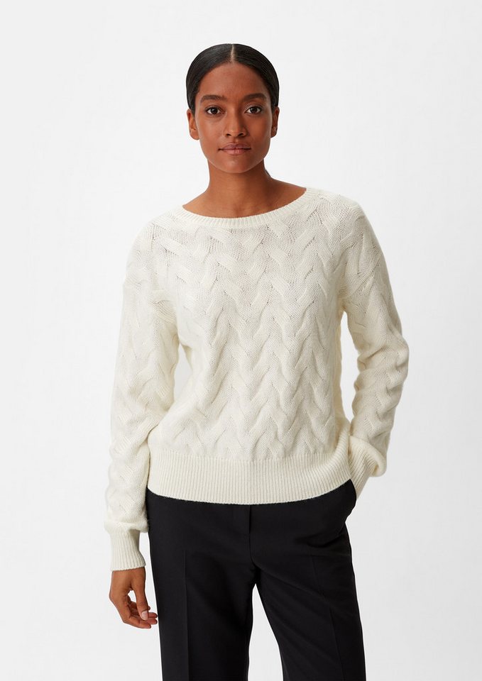 comma Longpullover Strickpullover Strickpullover mit Zopfmuster von comma