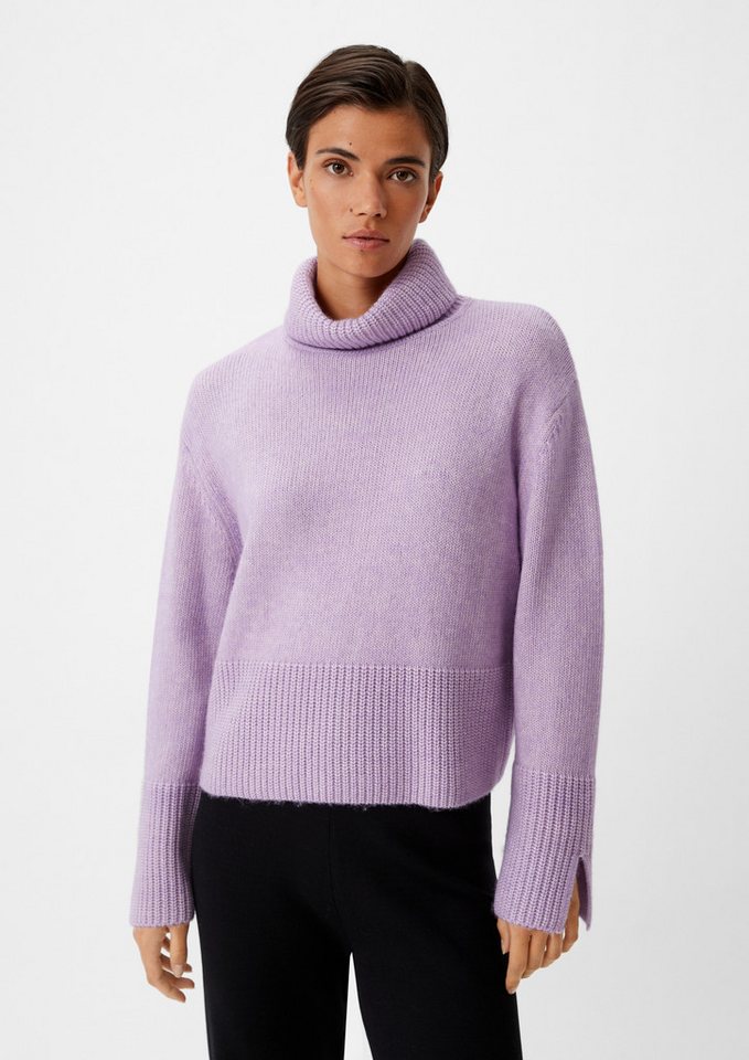 comma Longpullover Strickpullover Strickpullover mit breiter Rippblende von comma