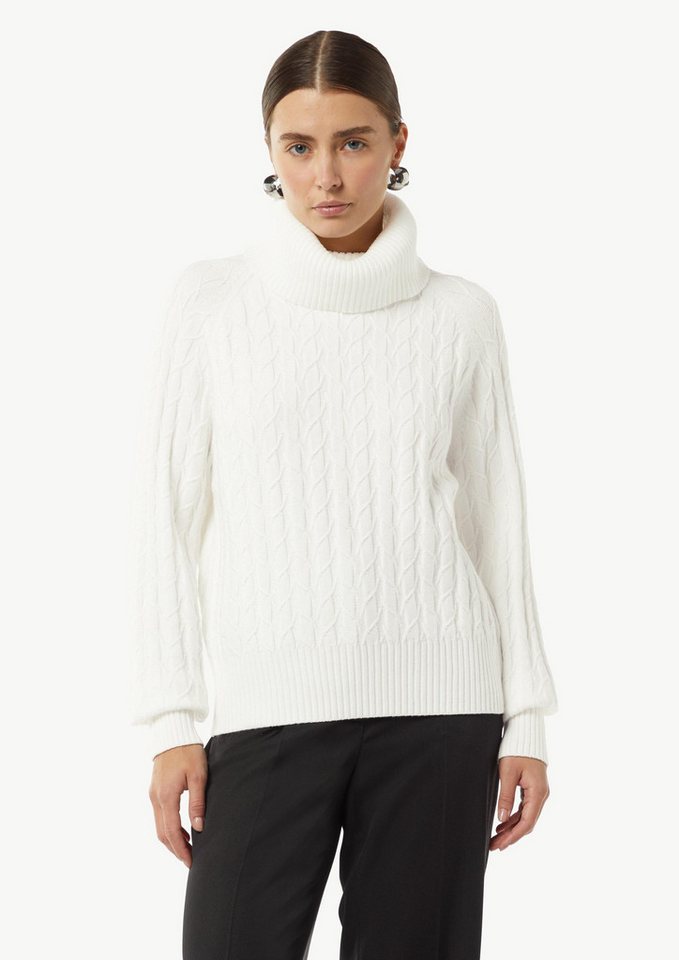 comma Longpullover Strickpullover Strickpullover mit hohem Rollkragen von comma