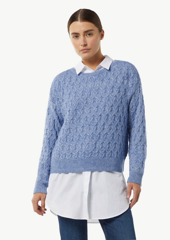 comma Longpullover Strickpullover Zopfstrickpullover aus Wollmix (1-tlg) von comma