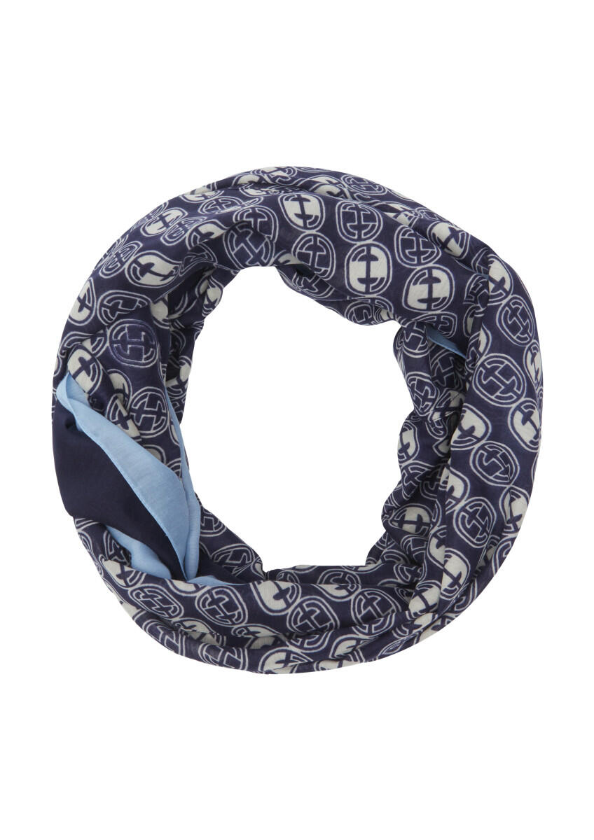 comma - Loop-Schal mit All-over-Print blau - Gr. - ONE SIZE von comma