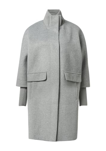 comma Wollmantel mit geripptem Kragen und Ärmeln Graphit 34 von comma