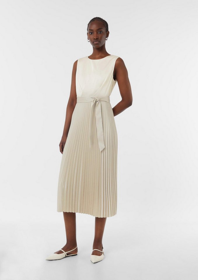 comma Maxikleid Kleid Elegantes Satinkleid mit plissiertem Rock von comma