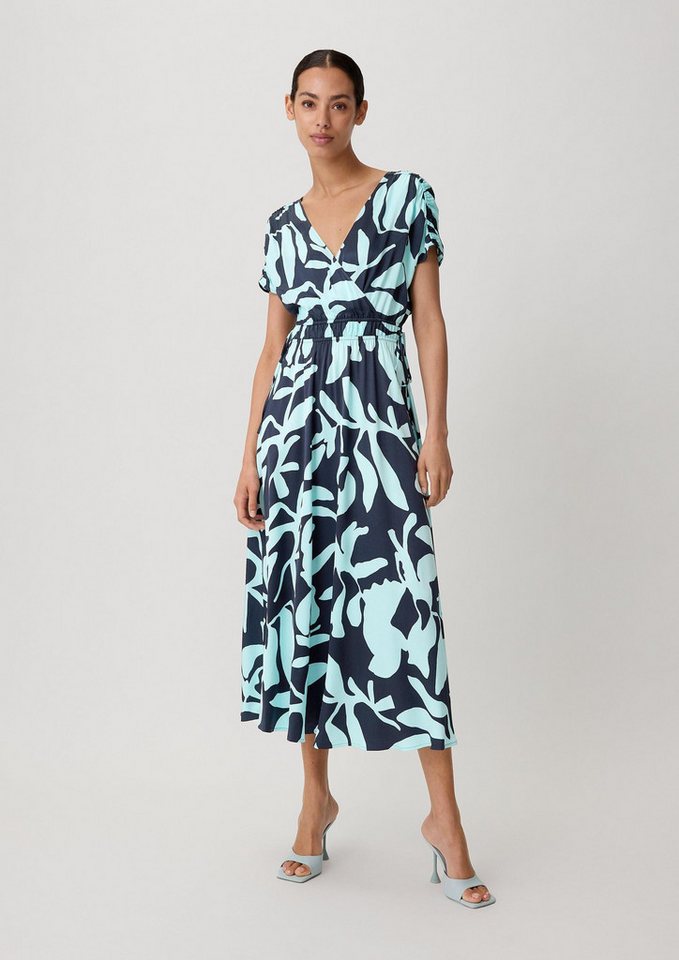 comma Maxikleid Kleid Satinkleid mit Raffung von comma