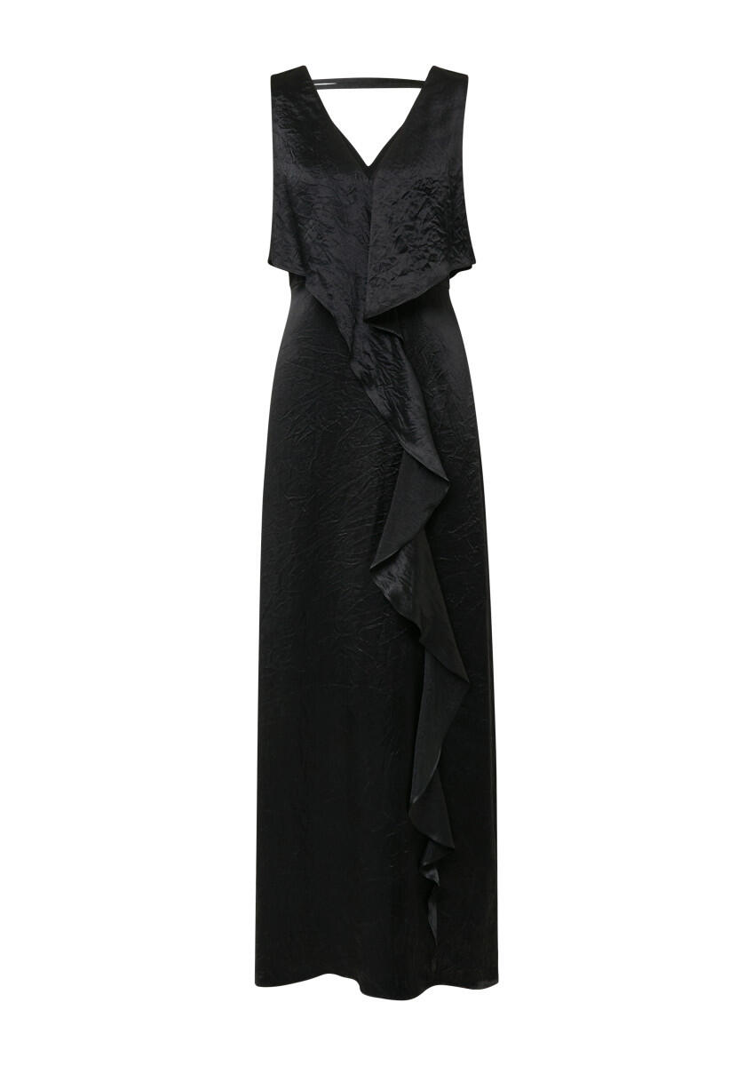 comma - Maxikleid aus Crinkle-Satin schwarz - Gr. - 36 von comma