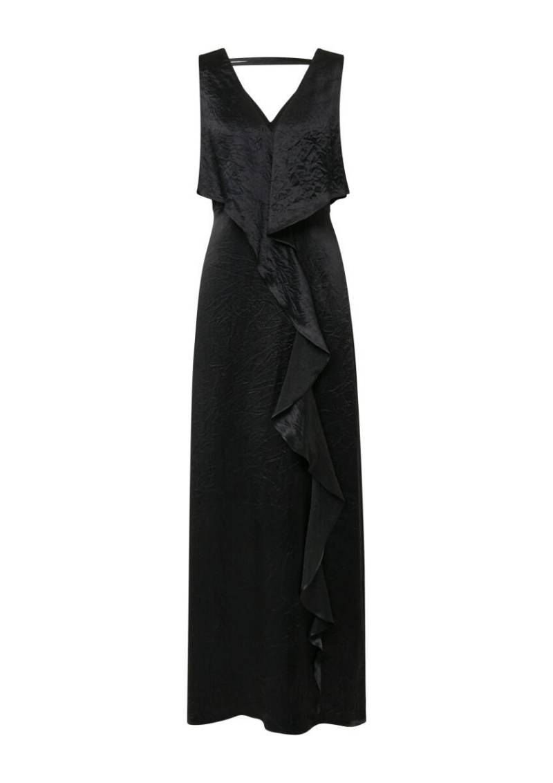 comma - Maxikleid aus Crinkle-Satin schwarz - Gr. - 36 von comma