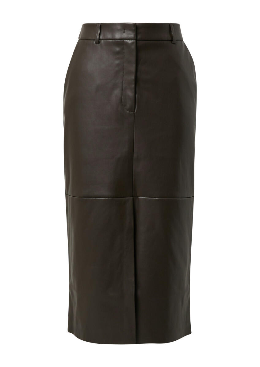 comma - Midi-Rock in Glattleder-Optik braun - Gr. - 38 von comma