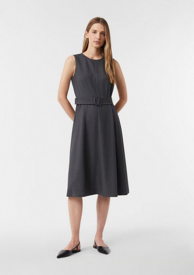 comma Midikleid Kleid Ärmelloses Businesskleid mit Gürtel von comma