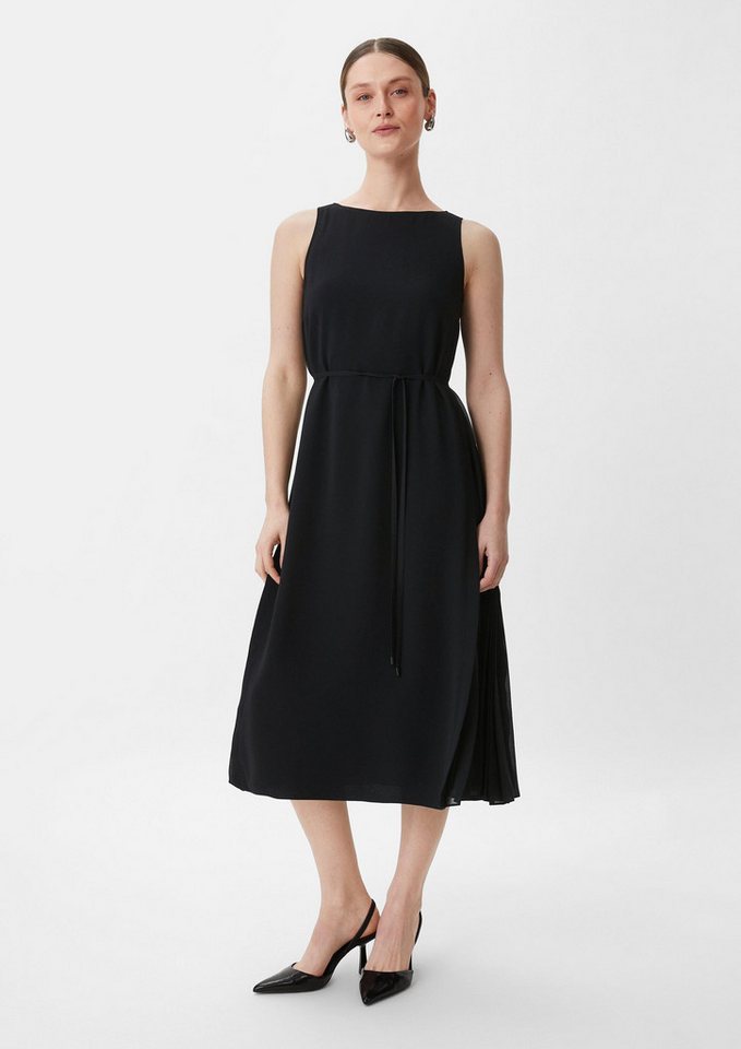 comma Midikleid Kleid Ärmelloses Midikleid aus Crêpe von comma