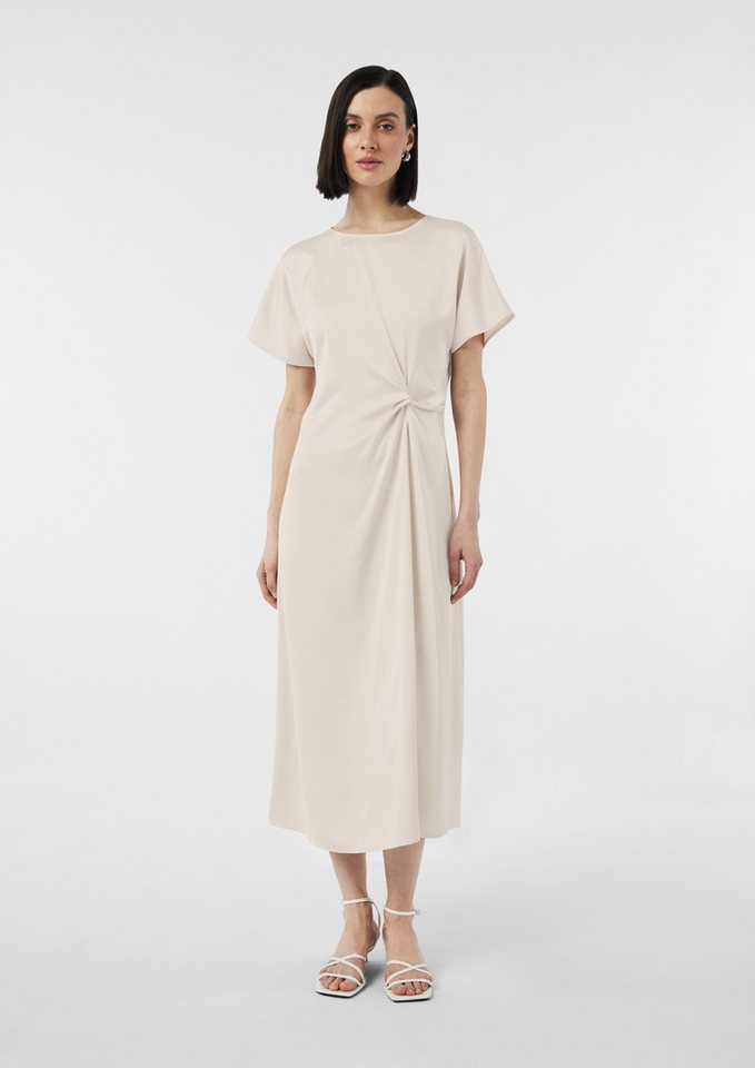 comma Midikleid Kleid Fließendes Satinkleid mit Knotendetail (1-tlg) von comma