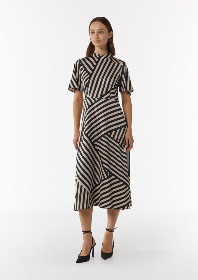 comma Midikleid Kleid Gemustertes Midikleid aus Satin von comma