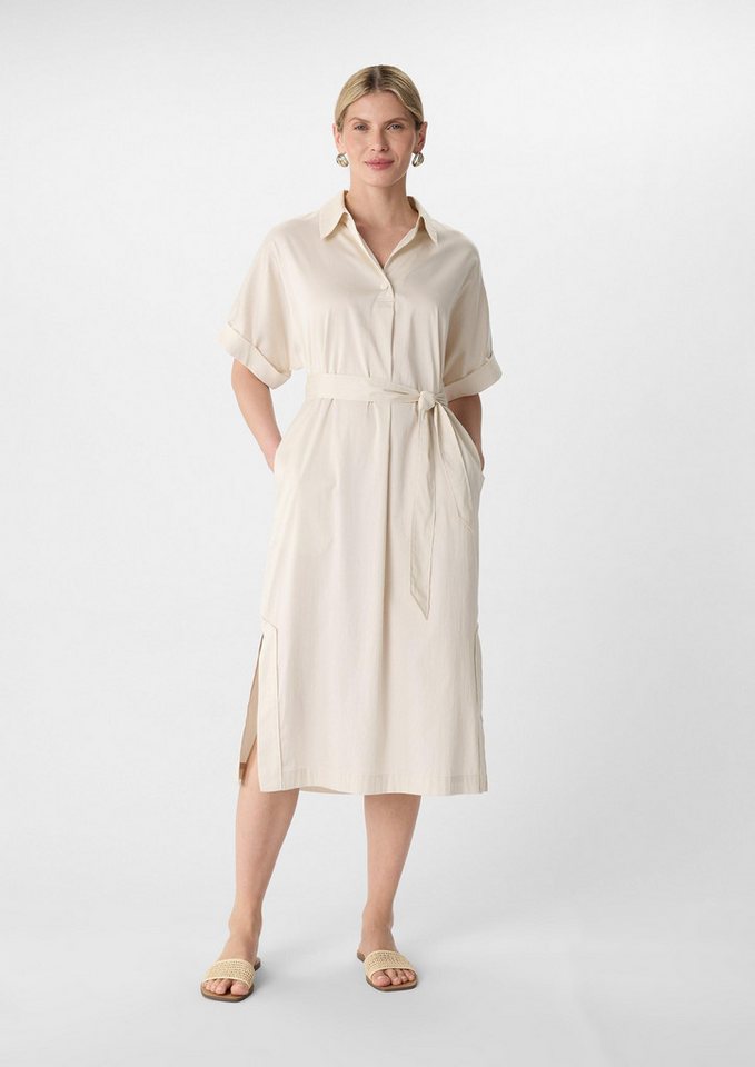comma Midikleid Kleid Midi-Hemdblusenkleid aus Baumwollsatin von comma