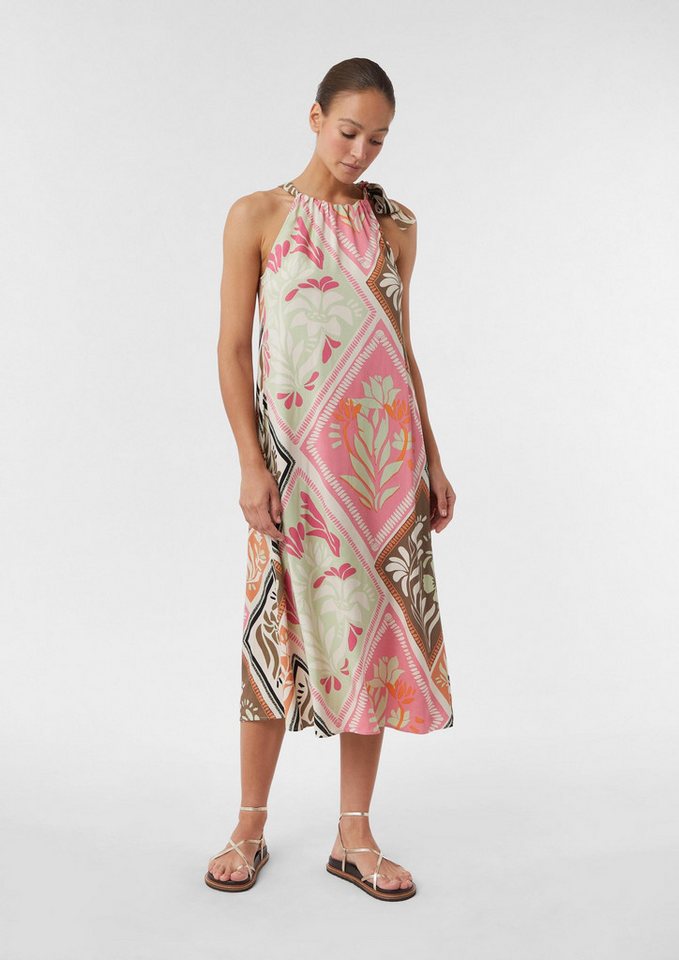 comma Midikleid Kleid Satiniertes Midi-Kleid mit All-over-Print von comma