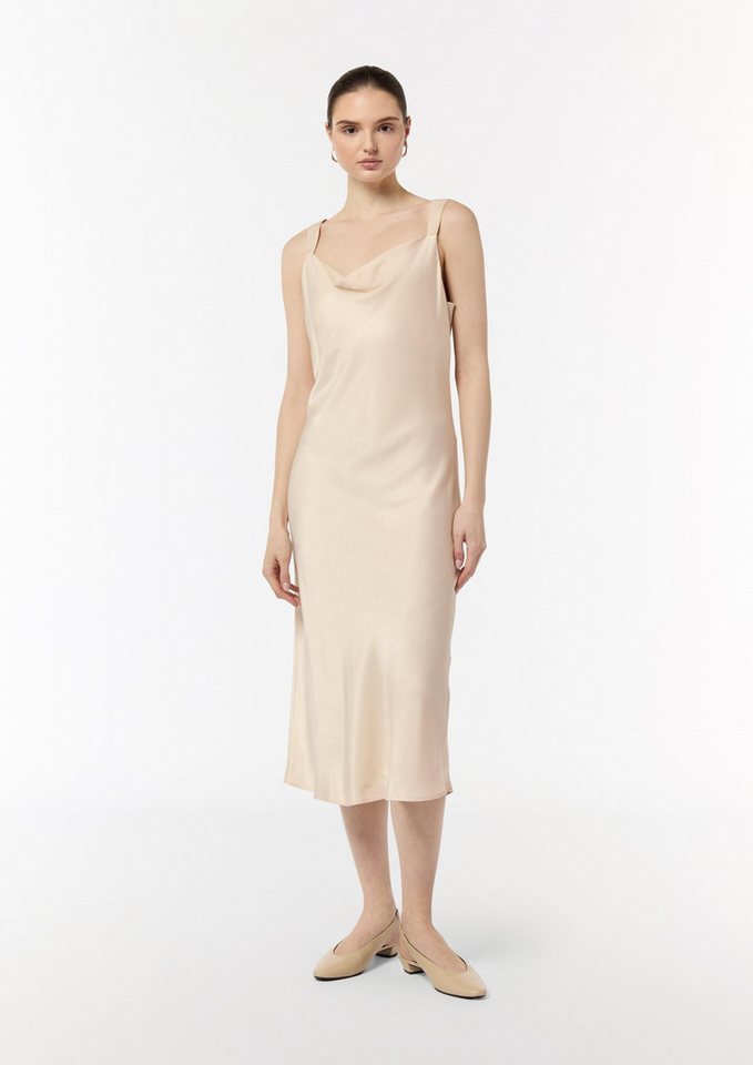 comma Midikleid Kleid Satinkleid mit Wasserfall-Ausschnitt von comma