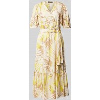 comma Midikleid mit Allover-Muster in GELB, Größe 44 von comma