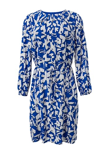 comma Gemustertes Midi-Kleid mit Faltenausschnitt Royalblau 44 von comma
