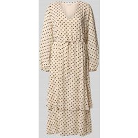 comma Midikleid mit V-Ausschnitt in Offwhite, Größe 36 von comma