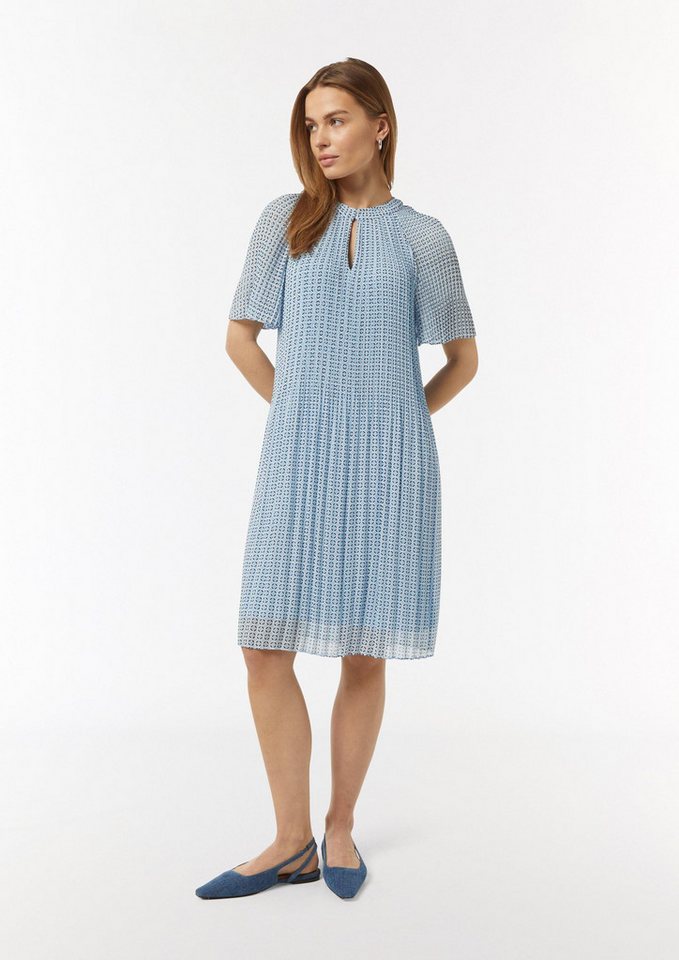 comma Minikleid Kleid Fließendes Plissee-Kleid aus Chiffon mit All-over-Print von comma