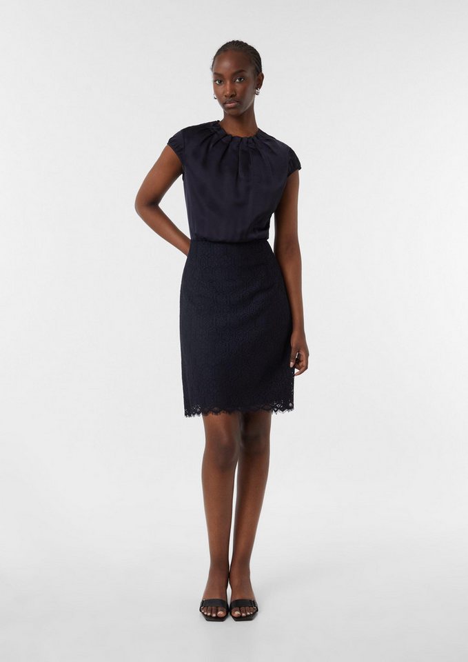 comma Minikleid Kleid Kurzes Satinkleid mit Spitzen-Rock von comma