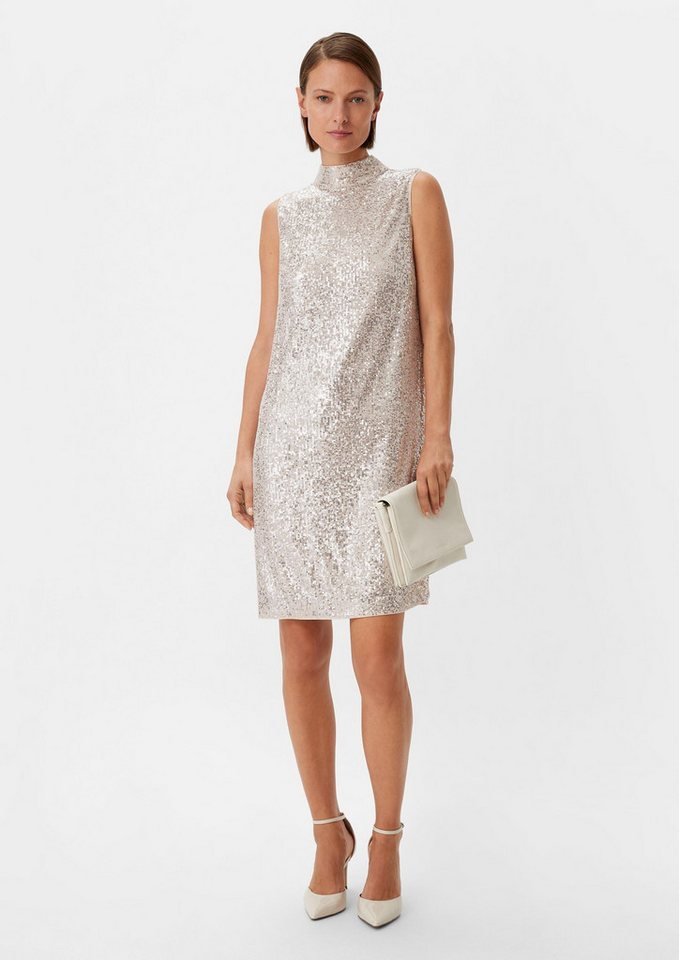 comma Minikleid Kleid Mesh-Kleid mit Pailletten (1-tlg) von comma