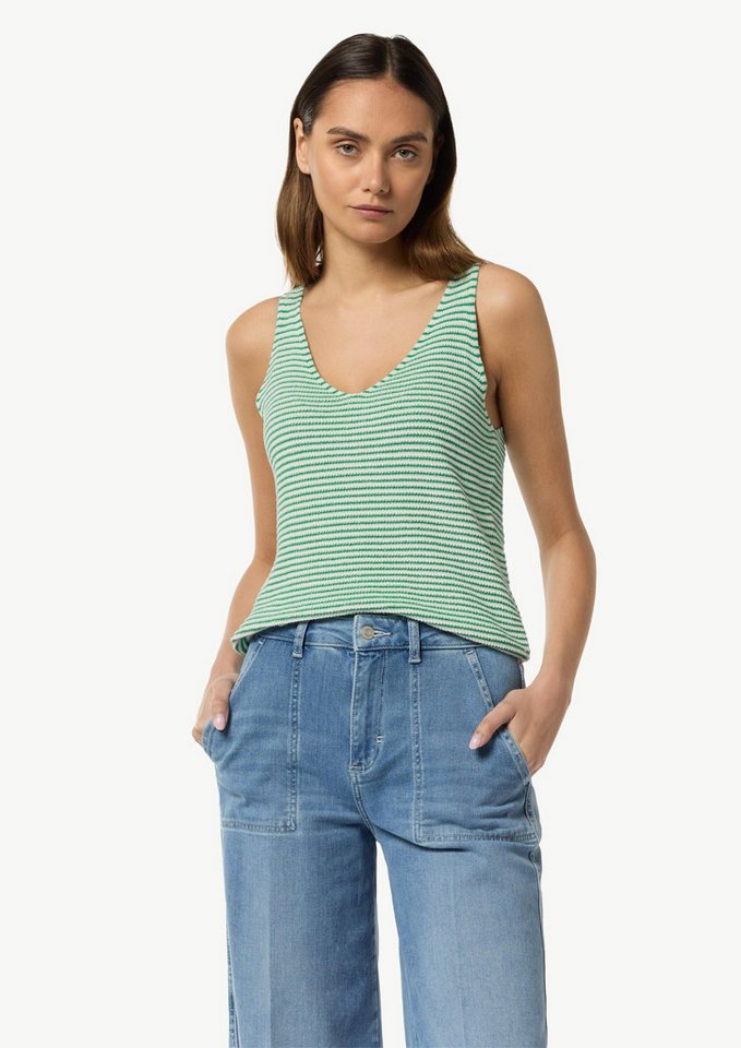 comma Muskelshirt Strickpullunder Baumwoll-Stricktop im Slim Fit von comma