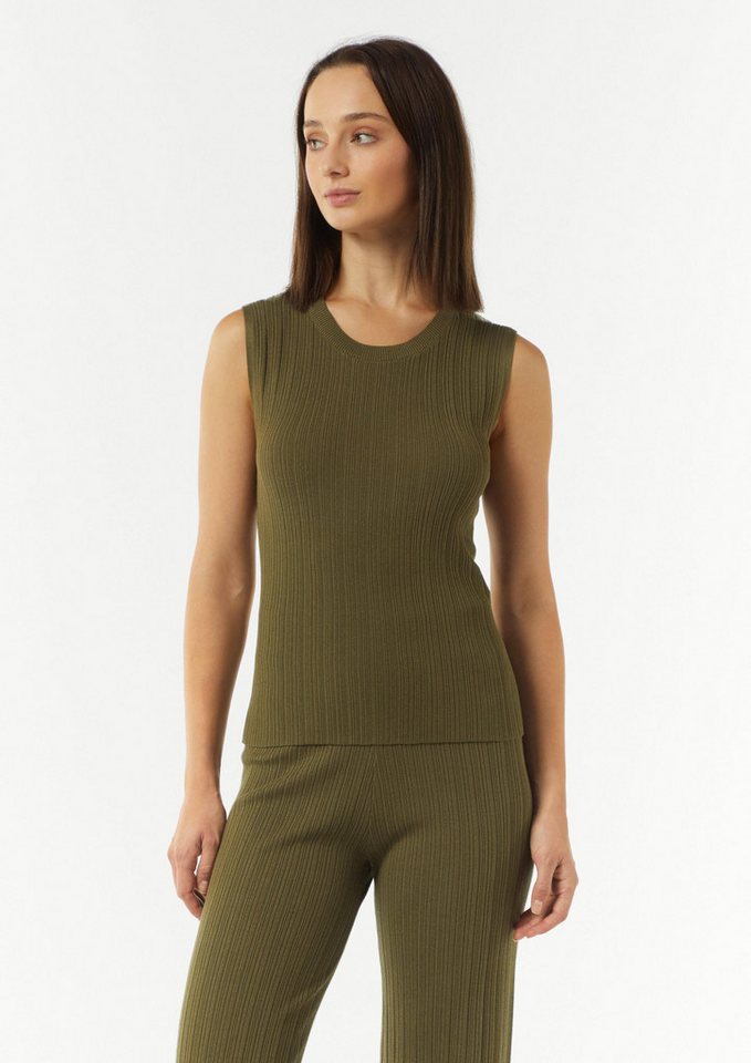 comma Muskelshirt Strickpullunder Geripptes Stricktop aus Viskosemix von comma