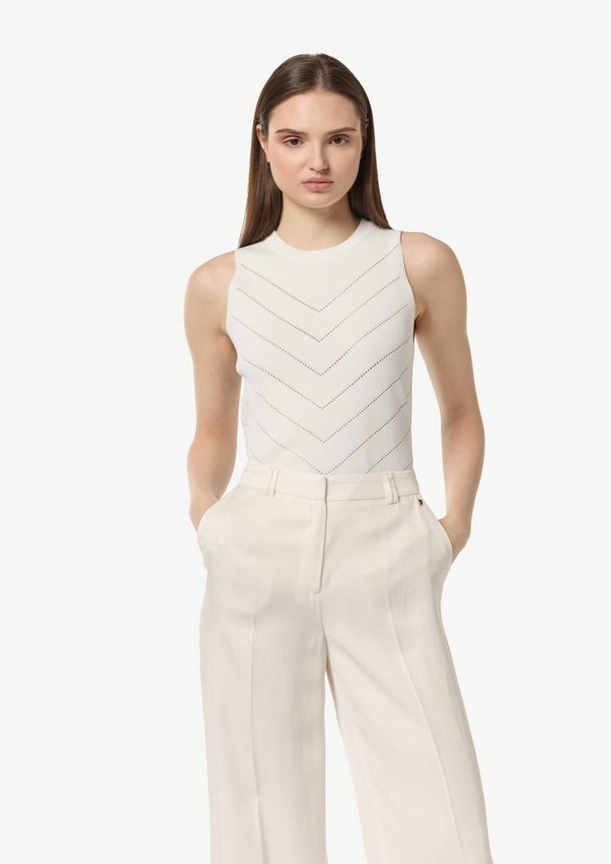 comma Muskelshirt Strickpullunder Strickpullunder mit Lochmuster und Rippblende von comma