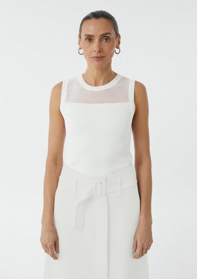 comma Muskelshirt Strickpullunder Weiches Stricktop im Slim Fit mit Ajourmuster von comma