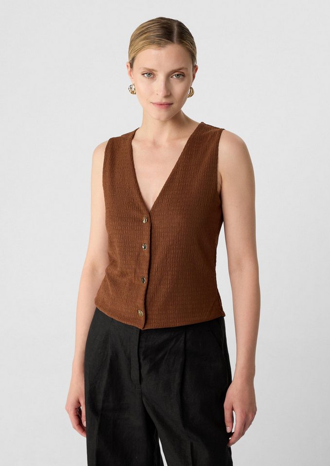 comma Muskelshirt T-Shirt Schmale Weste aus Strukturjersey von comma