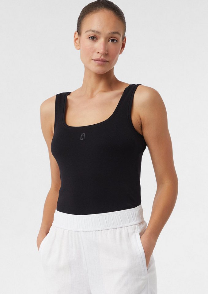 comma Muskelshirt T-Shirt Tanktop mit Karree-Ausschnitt und Logo-Print von comma