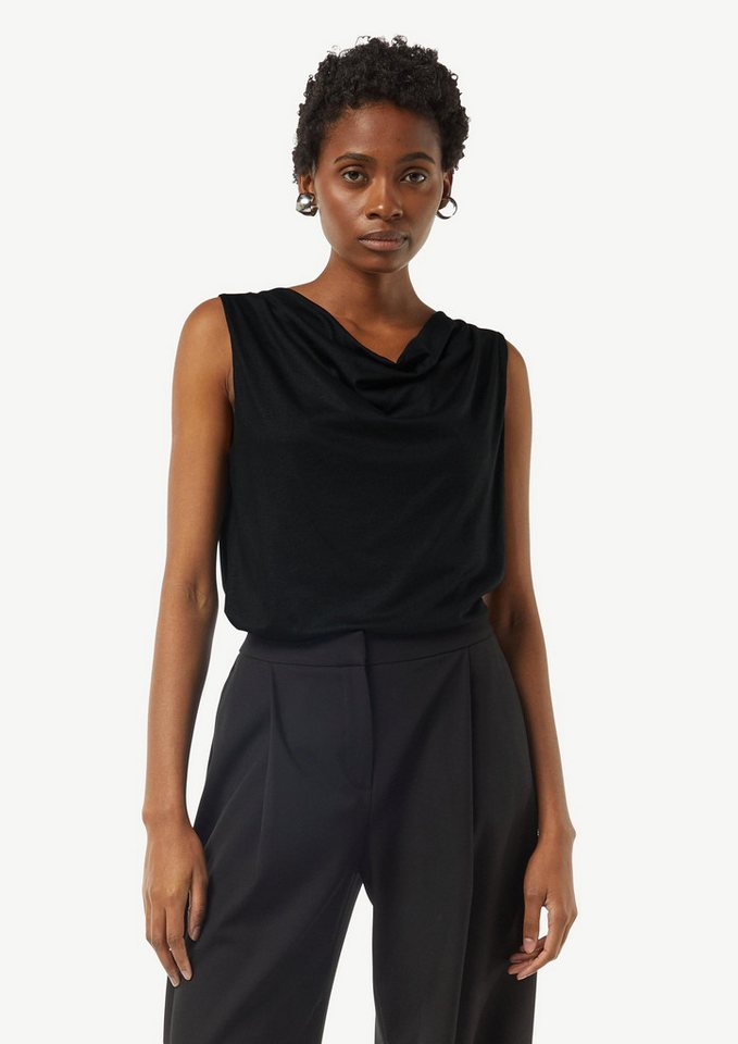 comma Muskelshirt T-Shirt Top mit Wasserfall-Ausschnitt von comma