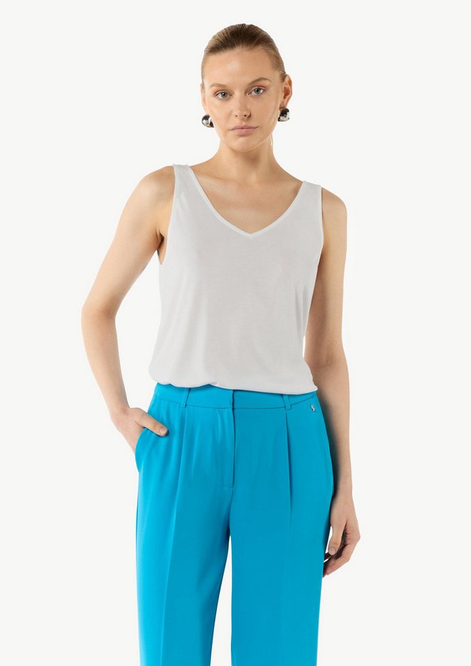 comma Muskelshirt T-Shirt V-Neck-Shirt aus Jersey mit gekreuzten Trägern von comma