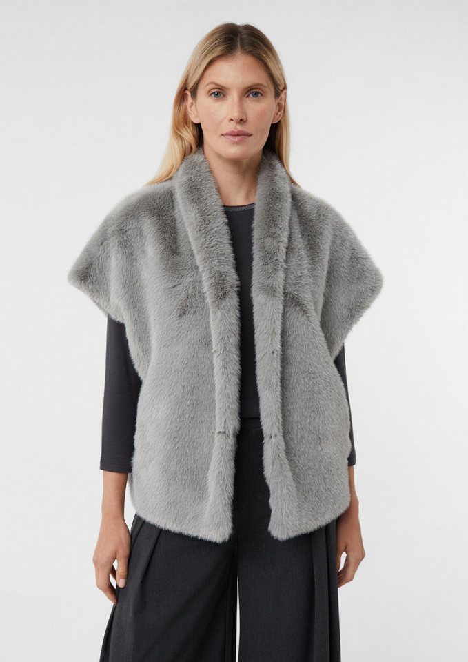 comma Outdoorjacke Outdoor-Weste Weite ärmellose Weste aus Webpelz von comma